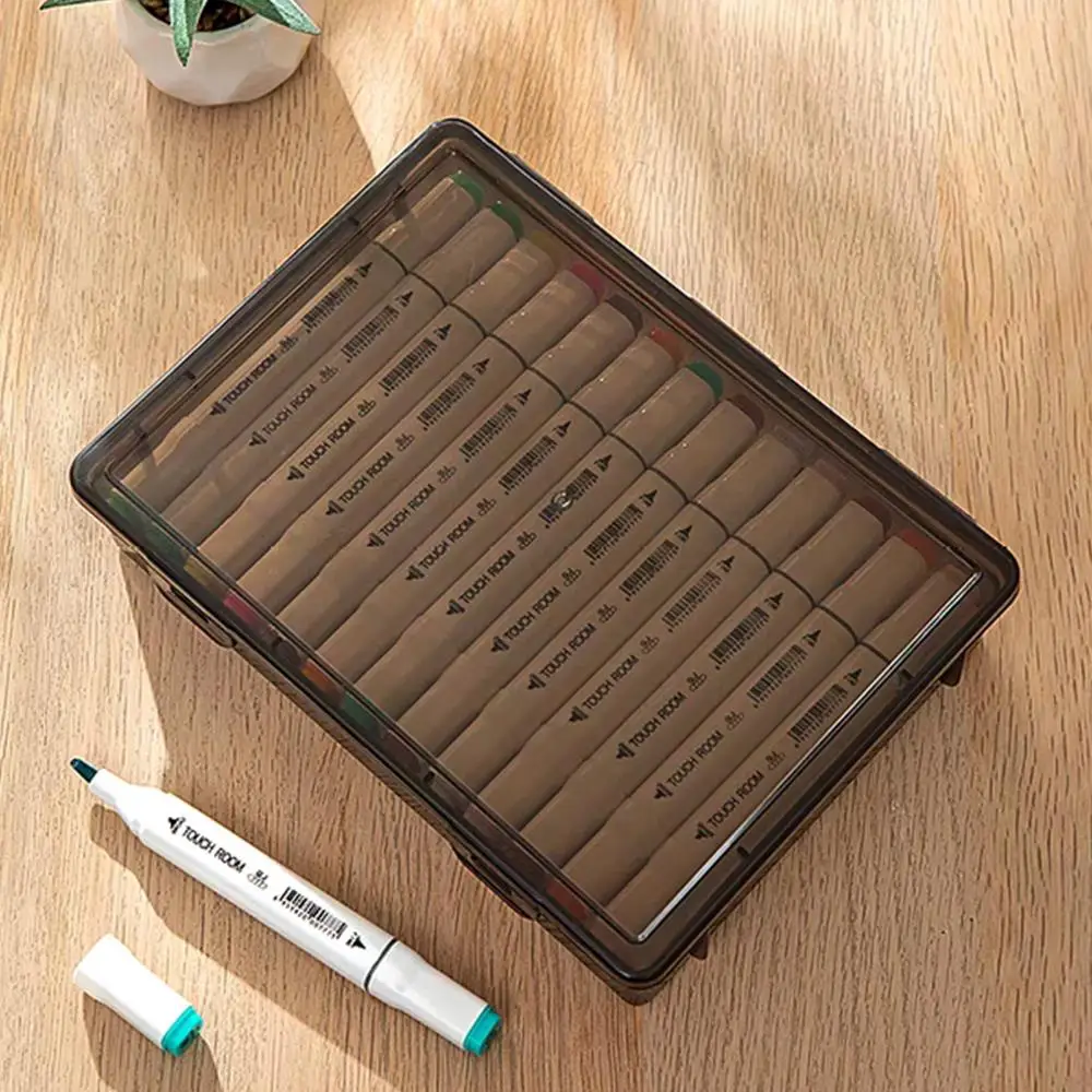 High Advanced Black Transparent File Organizer Box A4 Document Storage Box With Buckle Dustproof Desk Stationery Office Supplies