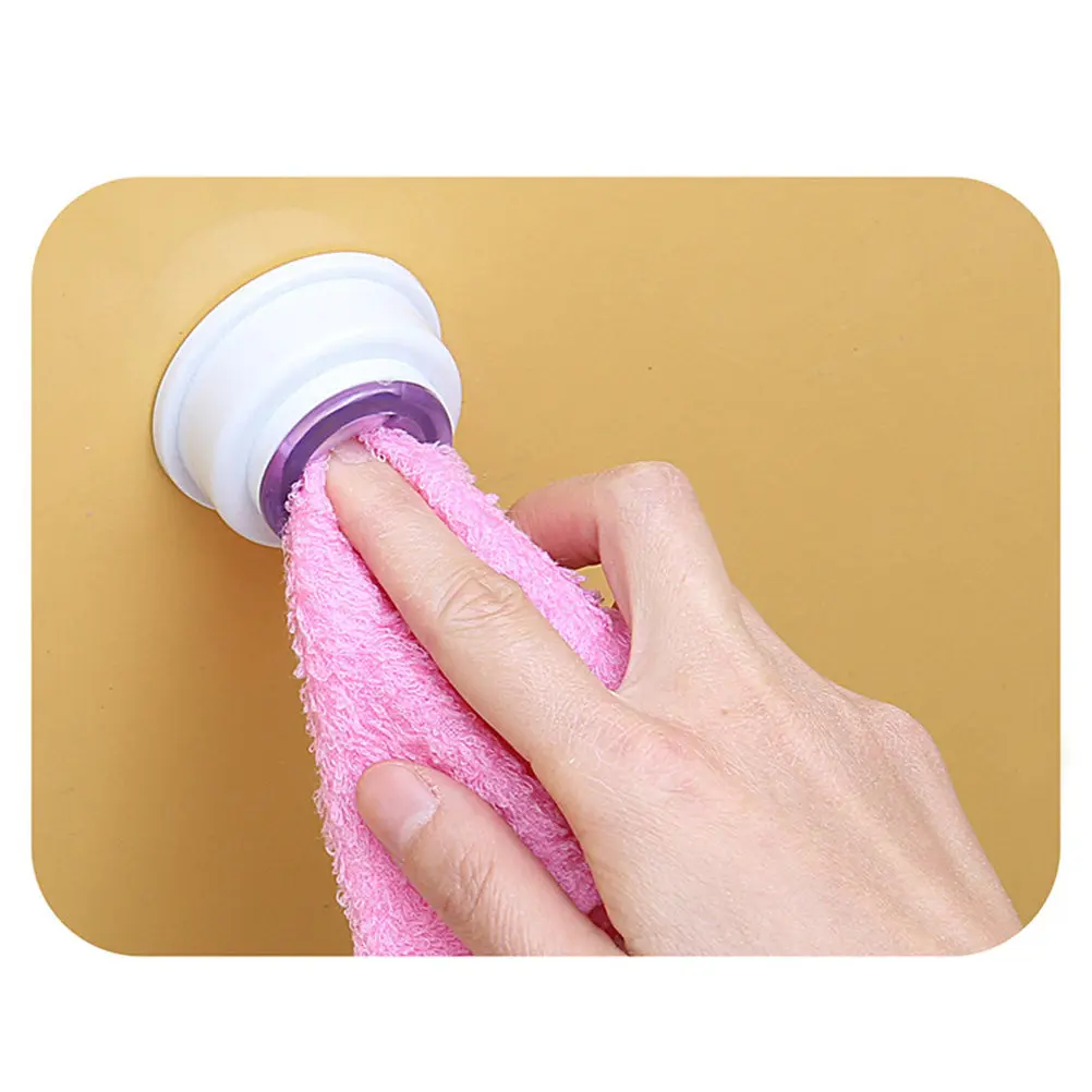 Self-Adhesive Round Hook Purple with 3M Tape Strong Adhesive for Bathroom Kitchen Towel Clip Cloth Holder Dish Towel Clip