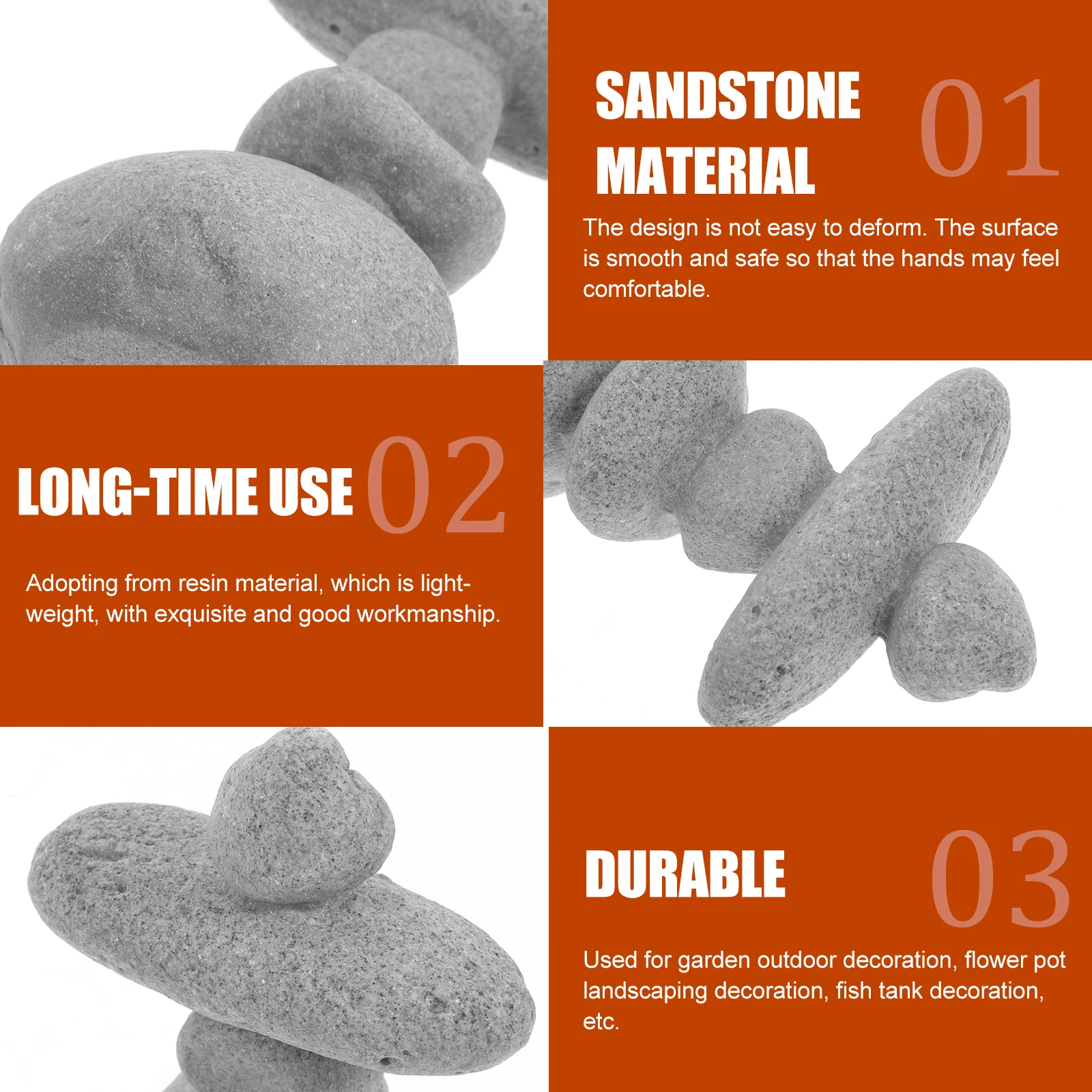 

Stacked Stone naments Resin Faux Landscape Grey Garden Decor Yard Accessories Rockery Stones Outdoor Zen Tank Flowerpot