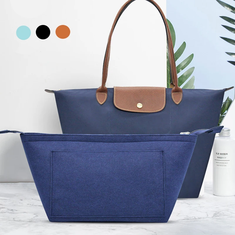 Insert Bag Fits for Longchamps S M L Tote Hand Bag Felt Cloth Makeup Bag Support Travel Portable Insert Purse Organizer