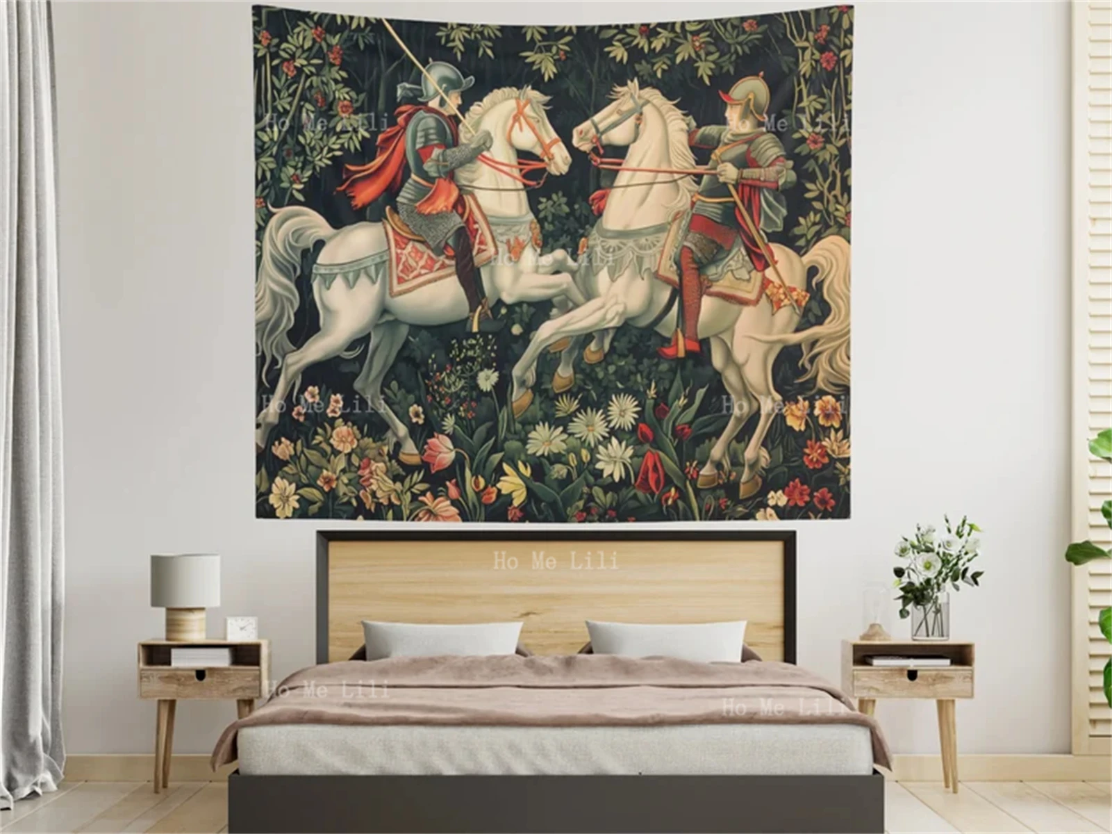 Medieval Wall Hanging Lancelot Knight Vintage Tapestry Aesthetic