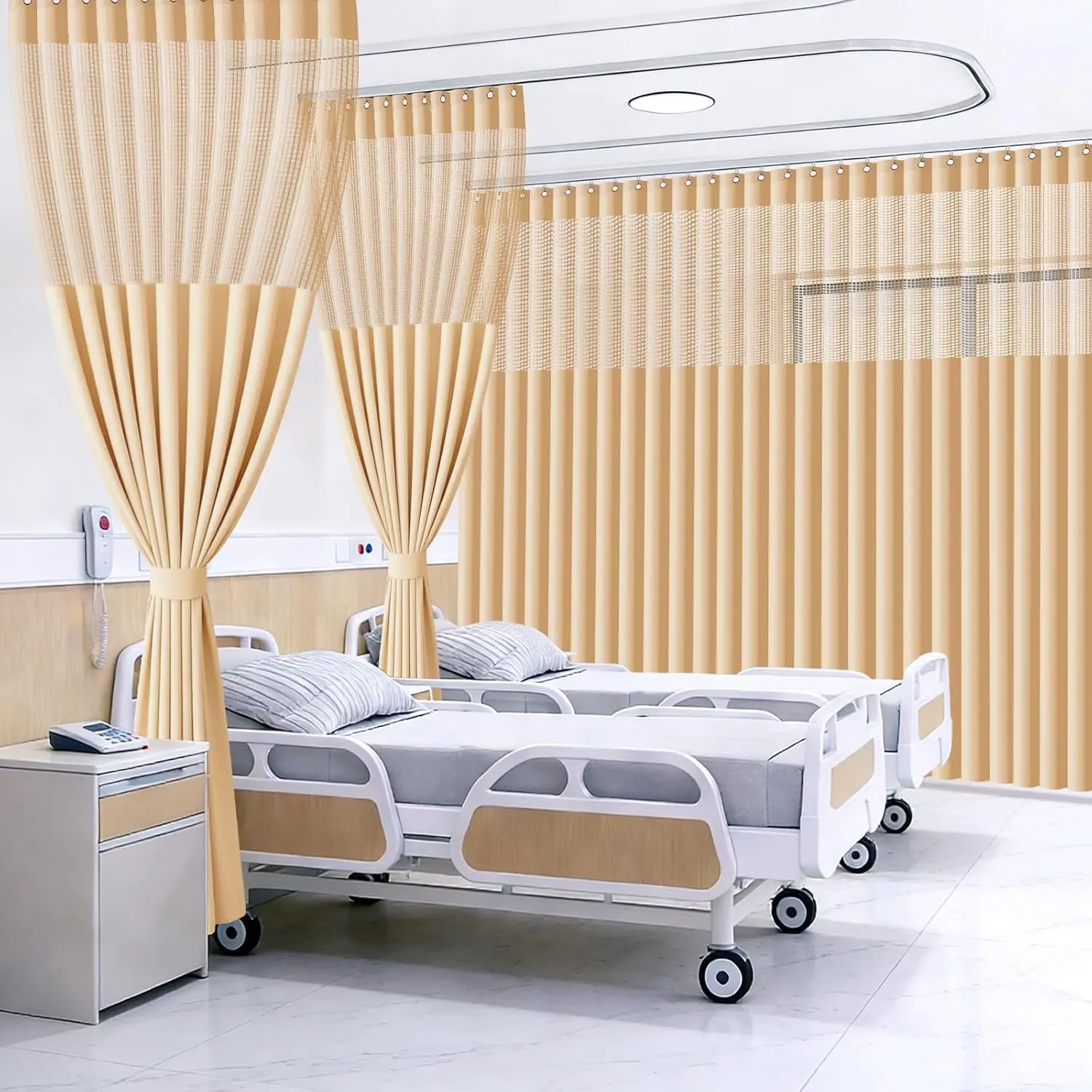 

Огнестойкая штора-перегородка для больниц и кабинетов с люверсами и плоскими крючками, разделитель пространства для медицинских клиник, СПА и лабораторий