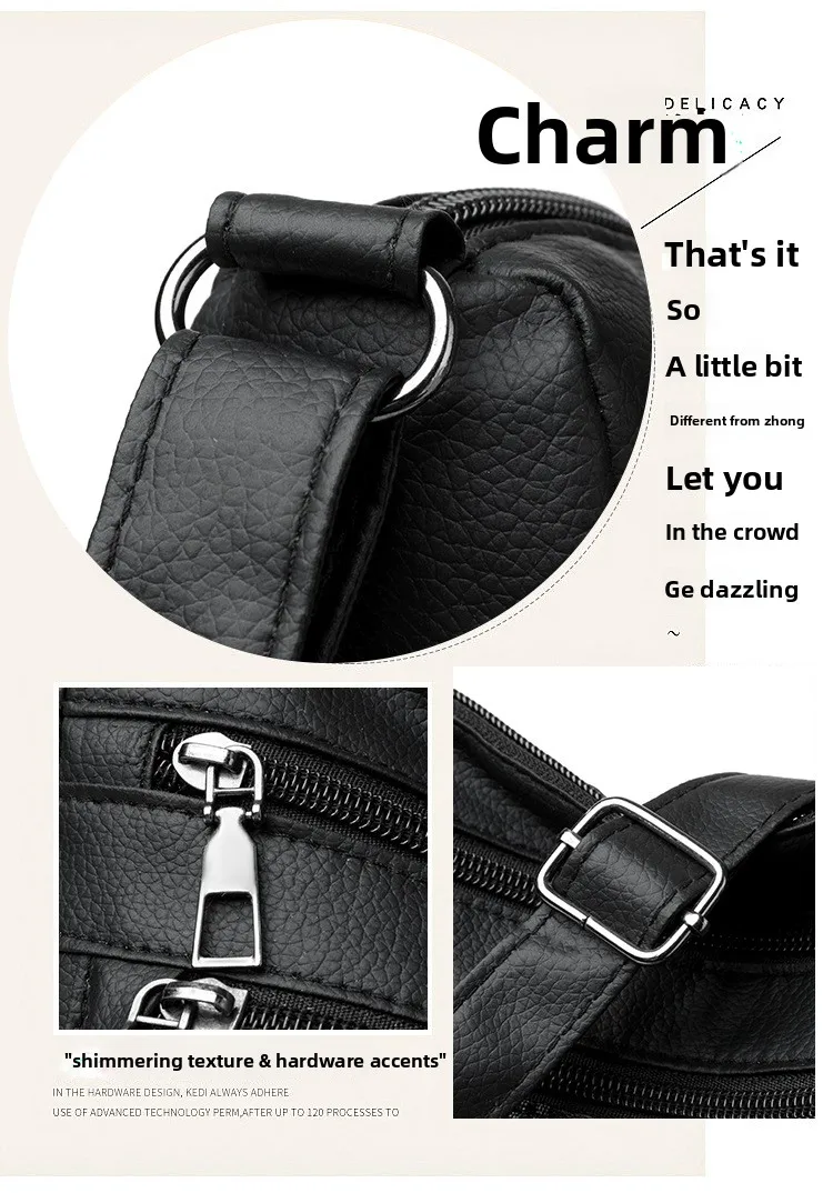 Klassisches Buchstaben-M-Design, mehrlagige Reißverschlusstasche, einzelne Schulter-Crossbody-Taschen für Damen, täglicher Gebrauch, Arbeit, Reisen, Ausflug, Party – Detail 4