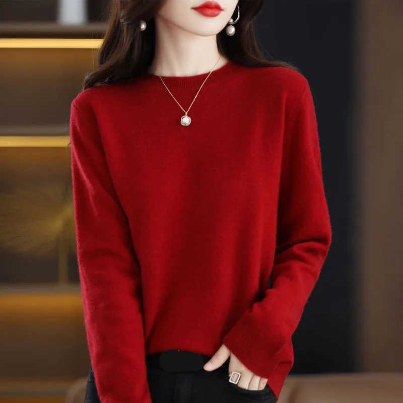 Xpqbb New Cashmere Sweater Women Korean Fashion O Neck Knitted Pullover Woman Sweaters Solid Casual Loose Warm Jumper Tops