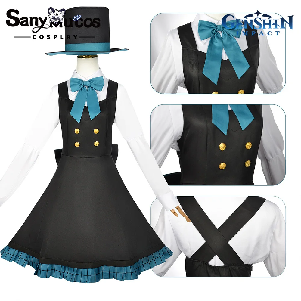 IN STOCK SanyMuCos Lyney/Lynette Cospaly Genshin Impact Lyney/Lynette Dress Cospaly Outfit Comic-con Birthday and Holiday Gifts