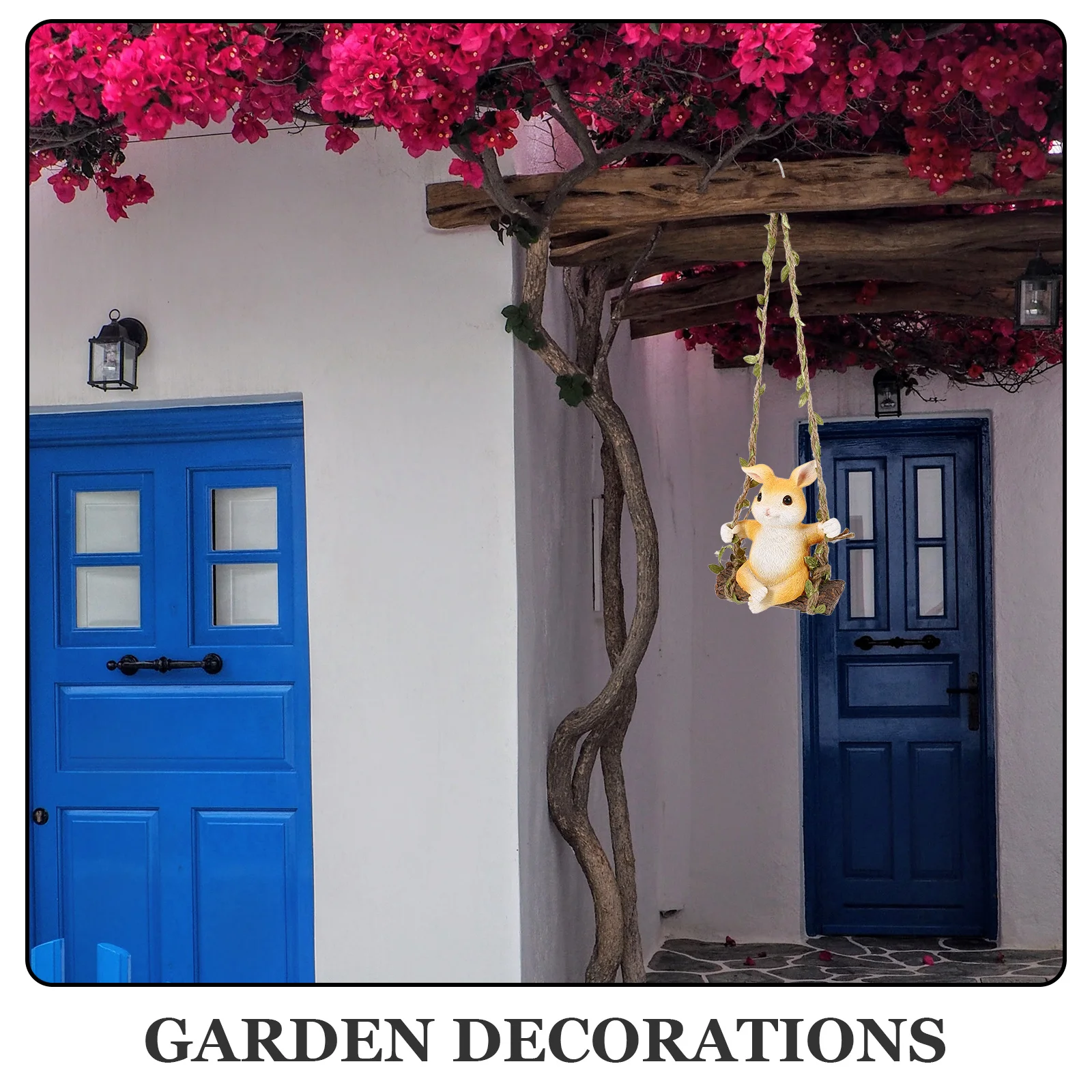 

Rabbit Swing Hanging Decoration Resin Garden Statue Outdoor Landscape Tree Pendant For Yard Balcony Decor Rabbit Shape Ornaments