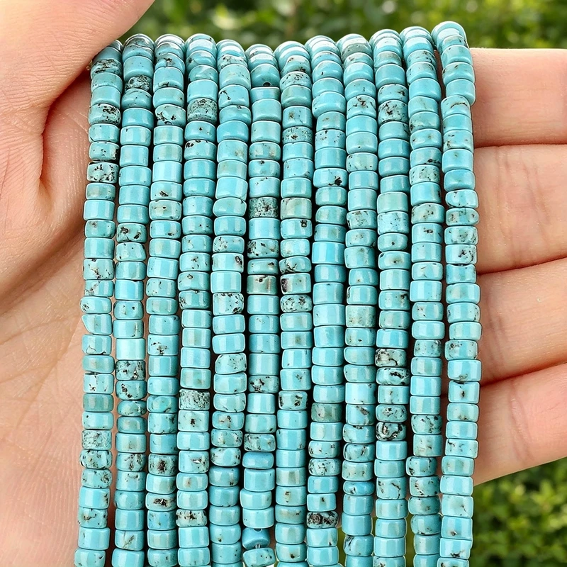 Natursteine, Türkise, Achat, Jade, Labradorit, Abstandshalter-Perlen, 6*3mm, flache, runde Scheiben-Steinperlen für die Schmuckherstellung, DIY-Armband – Detail 2