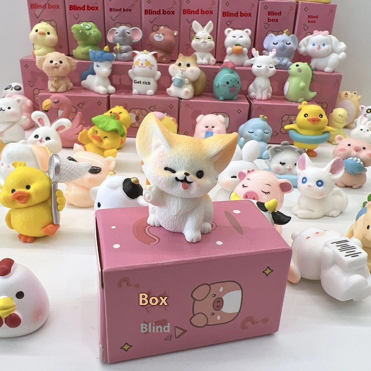 

20pcs Mini Resin Animal Blind Box Creative Desktop Model Rabbit Ornament Home Decoration Tiger Animal Simulation Holiday Gift