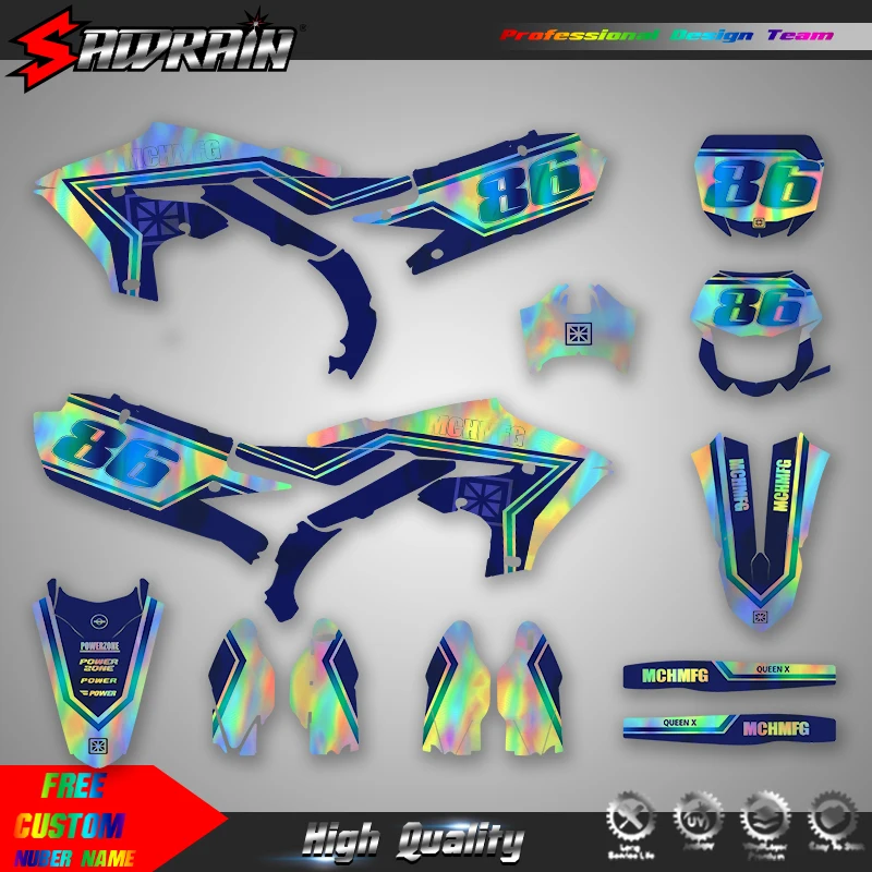 Sawrain Motorcycle Sticker Custom Team Graphics Decals Kit For YAMAHA 19-23 YZF250 18-22YZF450 19-22 WRF450 20-23 WRF250