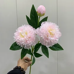 Lifelike 3 Head Peony long branch Silk artificial flowers home party wedding decoration flores bedroom fleurs artificielles