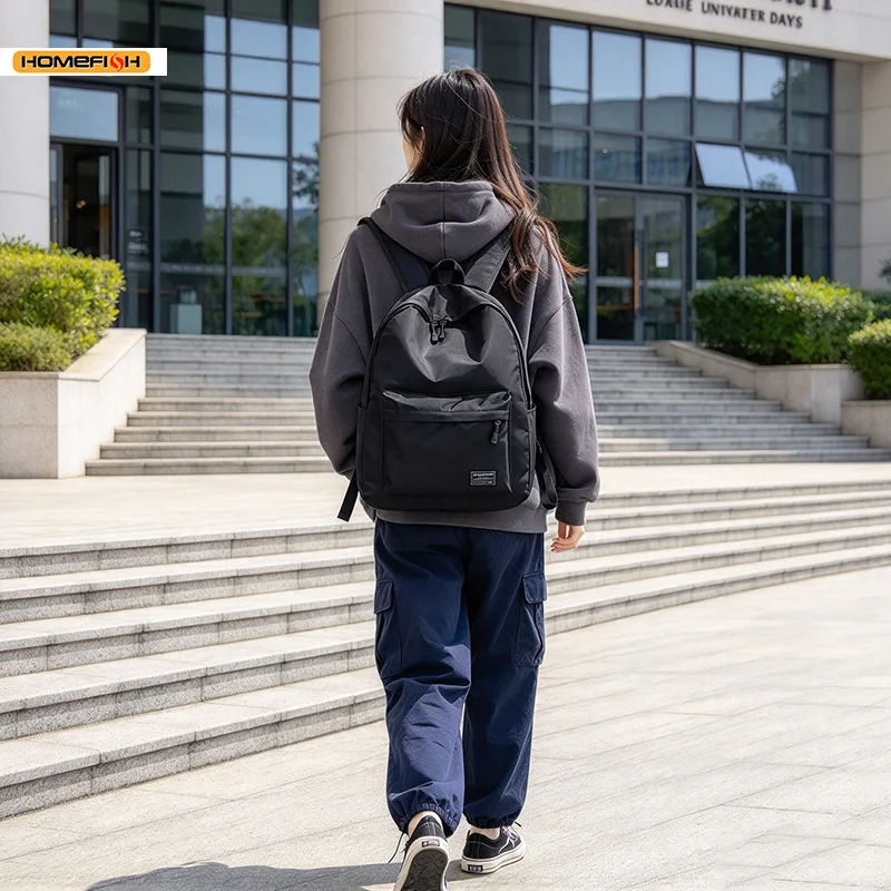 HOMEFISH Oxford Cloth Student Backpack Large Capacity Washable Laptop Bag Fashion Travel School Daypack for Boys Girls