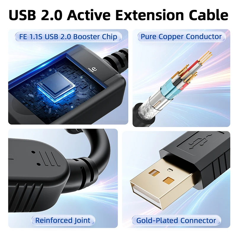 10M USB 2.0 Active Extension Cable with booster Active USB 2.0 Extension Cord 10M USB 2.0 Extendr A male to Female with booster