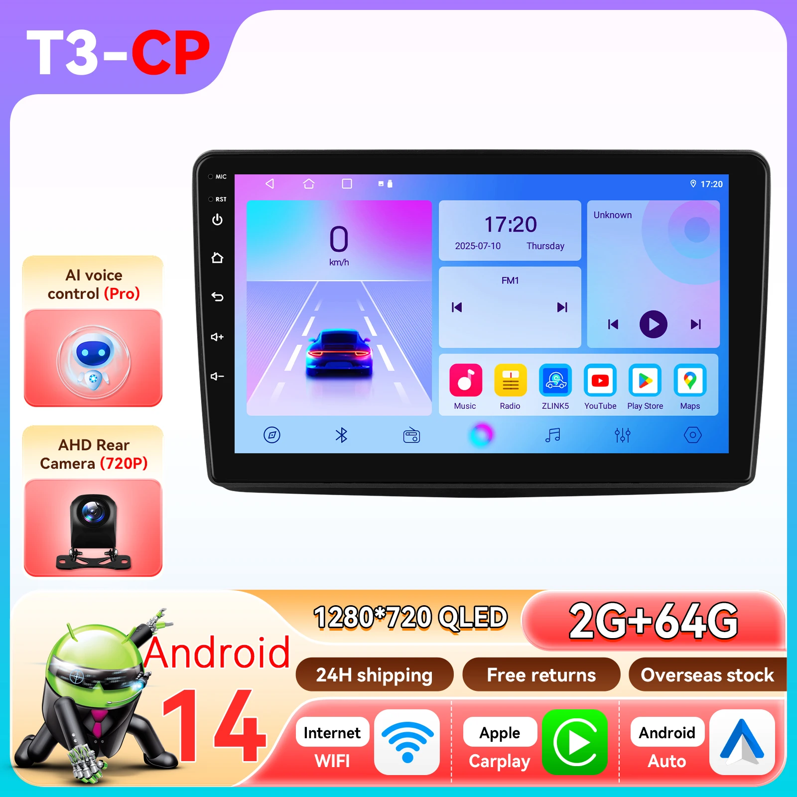 OSSURET Android 14 autoradio voor Fiat Panda 169 2003 - 2012 Intelligent systeem Carplay auto multimediaspeler GPS 4G 6115
