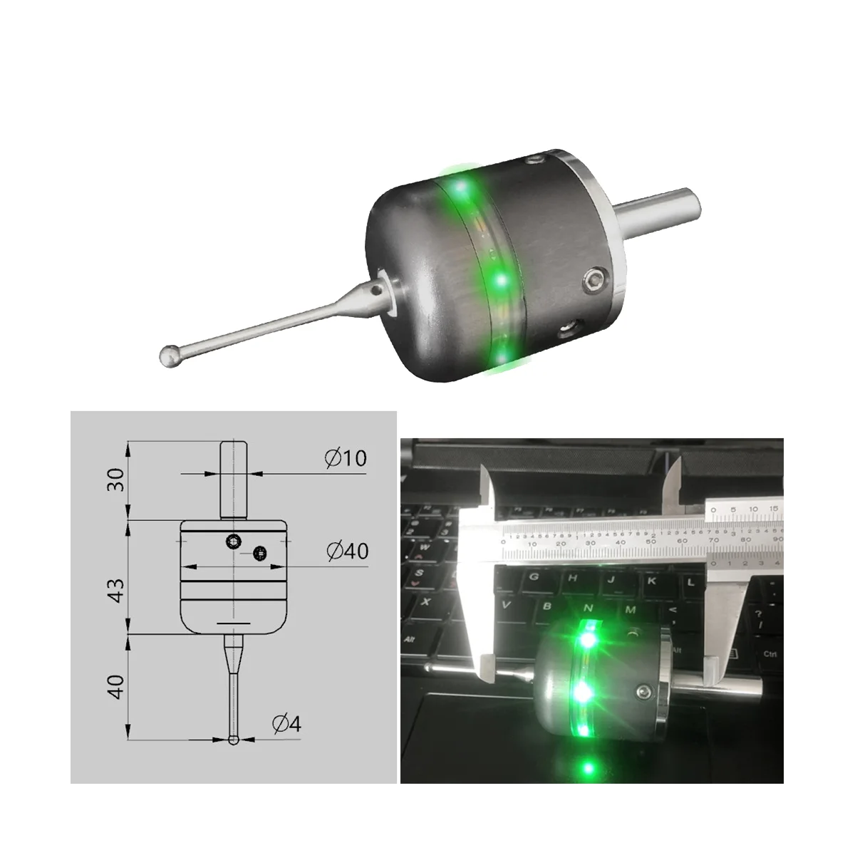 V5 V6 CNC 40mm 3D Touch Probe Edge Finder to Find the Center Desktop CNC Probe Formach3 and Grbl Gray-Red Light