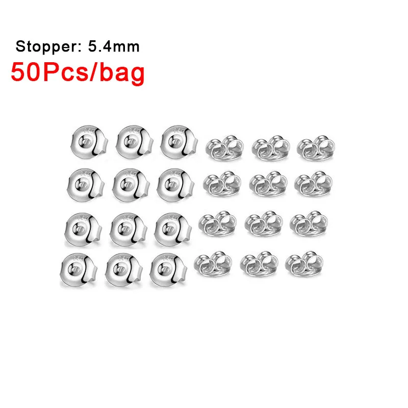 50Pcs Hypoallergenic Earring Posts 925 Silver Plated Brass