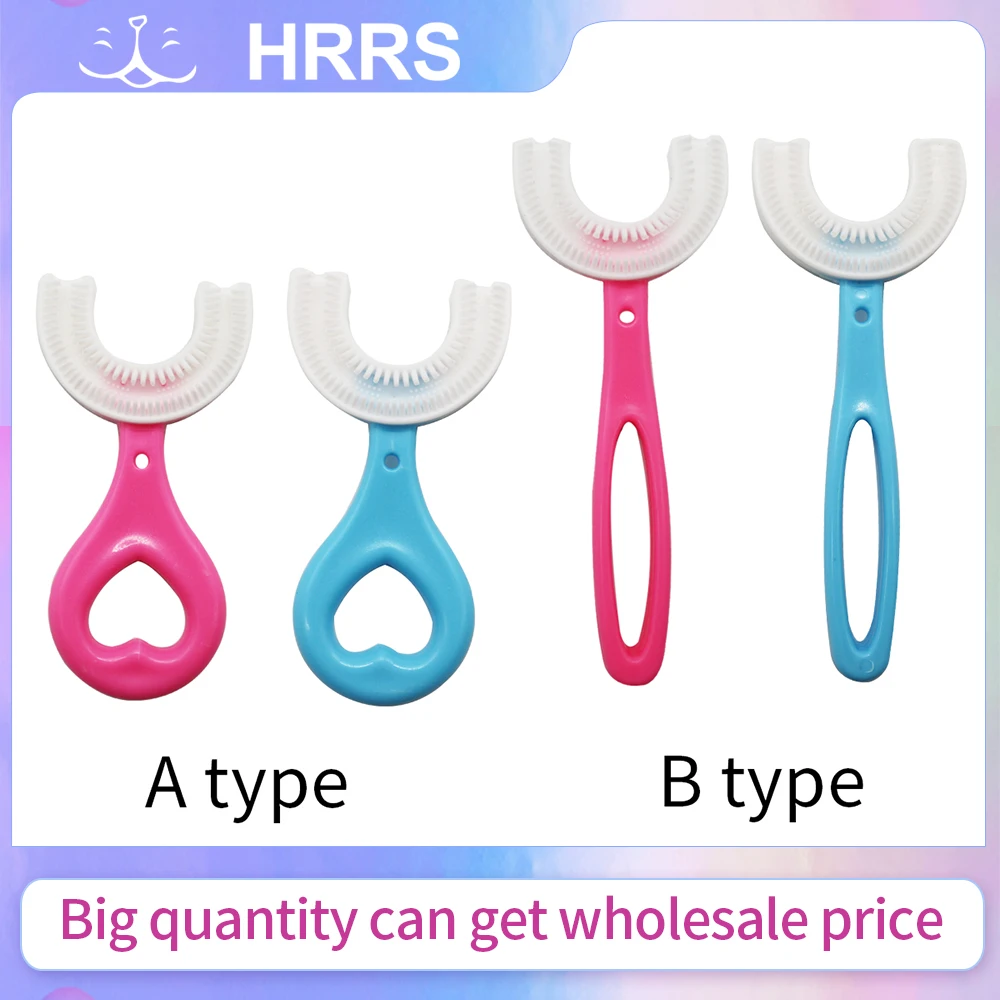 4pcs 360도 어린이 U 모양 칫솔 유아 아기 어린이 부드러운 U 자형 실리콘 무스