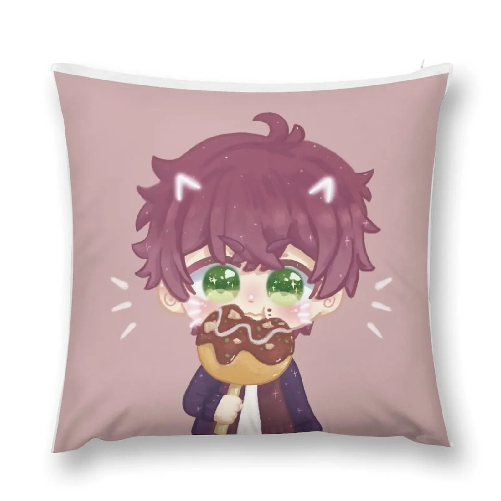 Ayato Sakamaki Eating Takoyaki (neko ver) Throw Pillow Pillowcases Cushion Covers Sofa Pillow Covers Decorative pillow