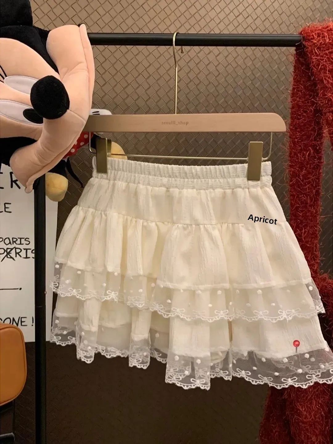 

Белая женская юбка большого размера с кружевными вставками, весенне-летняя, дизайнерская, многоярусная, с высокой талией, пышная, А-силуэт, короткая