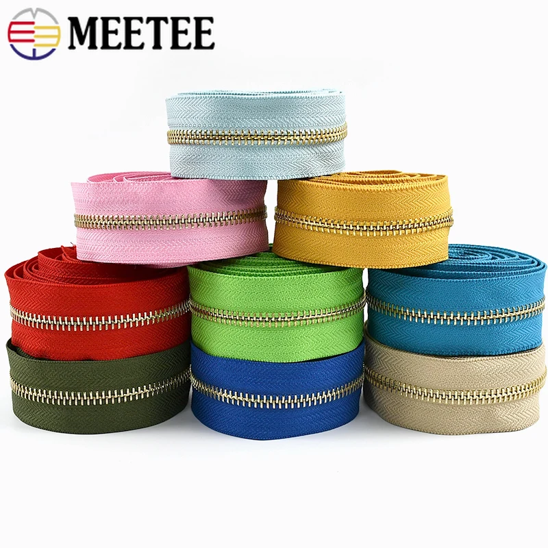 

1/3/5Yards 5# Colorful Metal Zippers Pocket Handbags Replace Zipper Jacket Luggage Zips Repair Kits Crafts Sewing Accessories