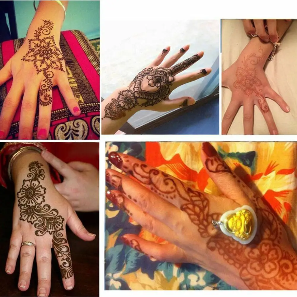 Plak Sticker Art Indian Henna Lichaam Tattoo Tijdelijke Henna Mehandi Inkt 3 Kleuren Tijdelijke Tattoo Kruiden Henna Kegels Body Art