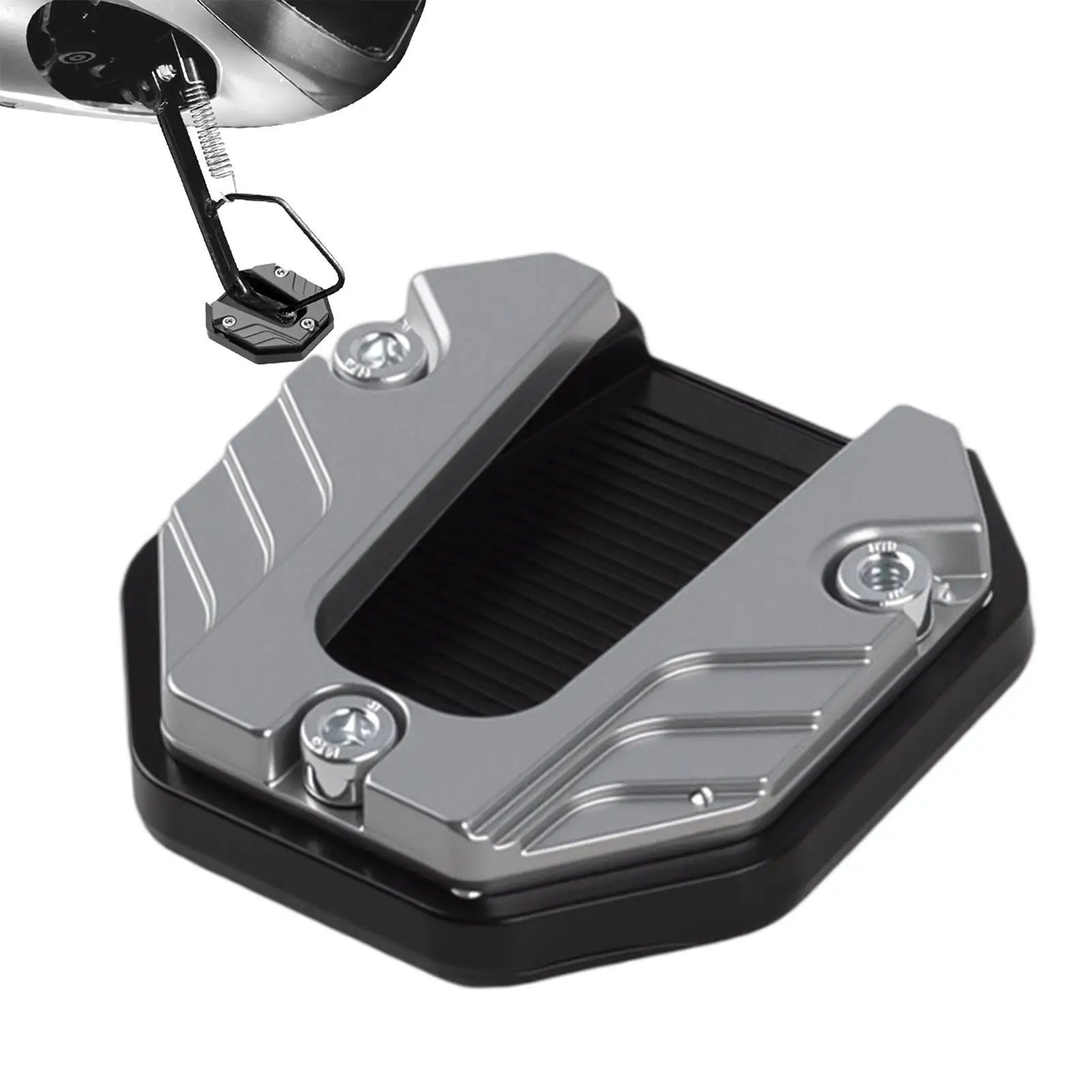 Motorcycle Stand Pad Anti-Slip Side Stand Extension Wide Base Foot Plate for Soft Ground, Grass Sand Snow, Hot Pavement Slippery