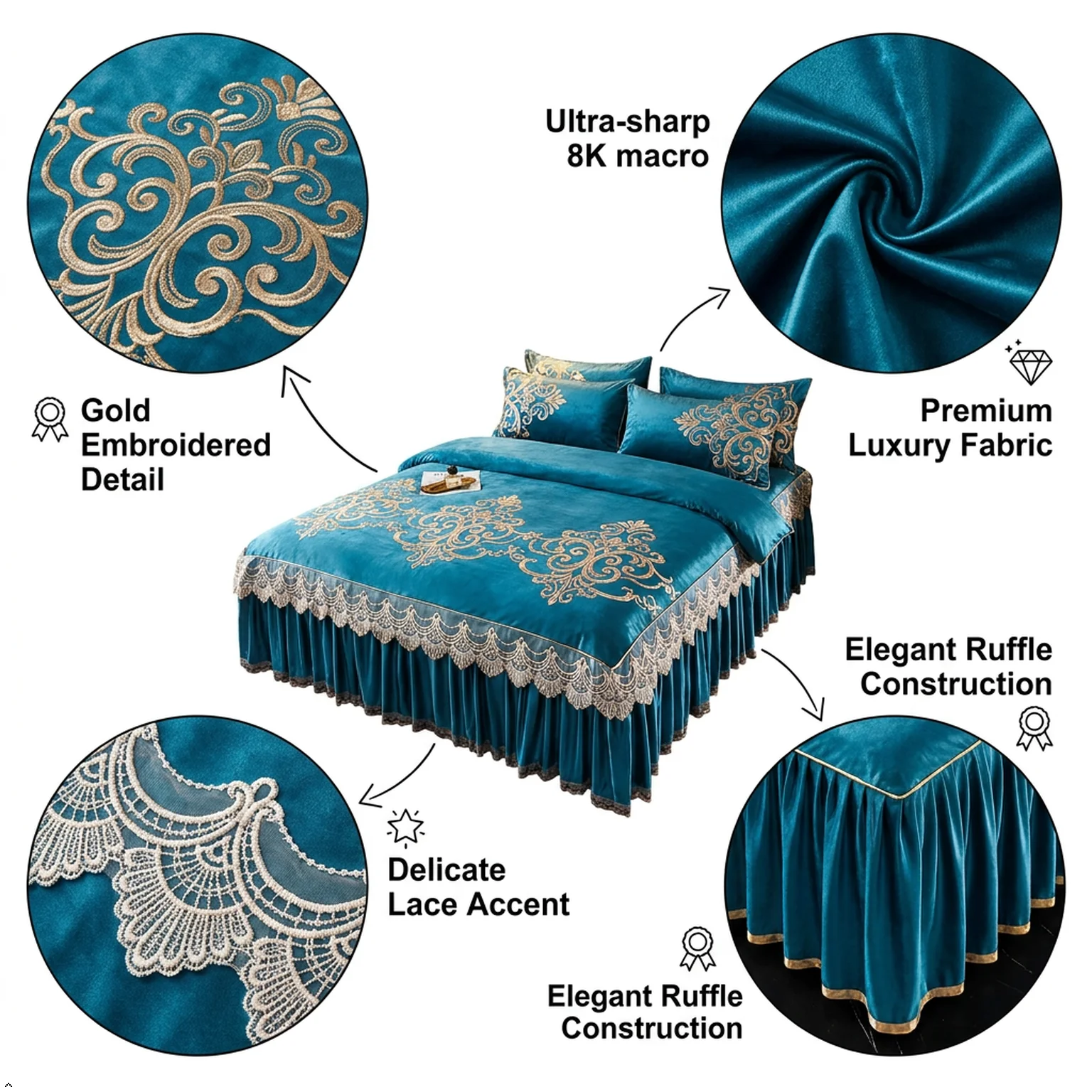 Korean Style King Size Bed Sheets Set, Home Bedding 3 Piece Set - 1 Bed Sheet, 2 Pillowcases