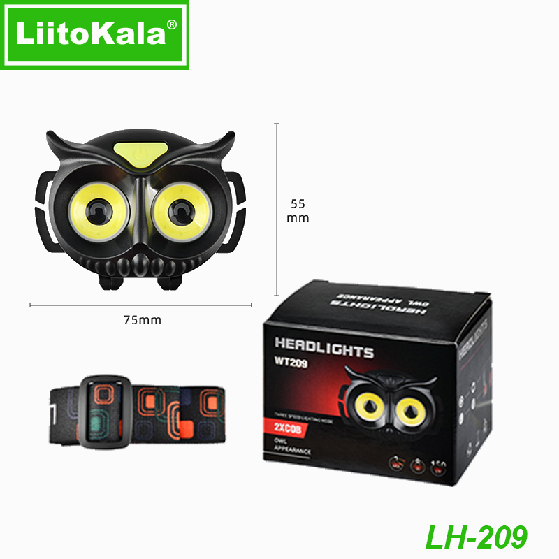  LH-208/209 LiitoKala Owl Headlamps - Compact LED Lights Suitable for Outdoor Activities, Supports 1.2V & 1.5V Batteries