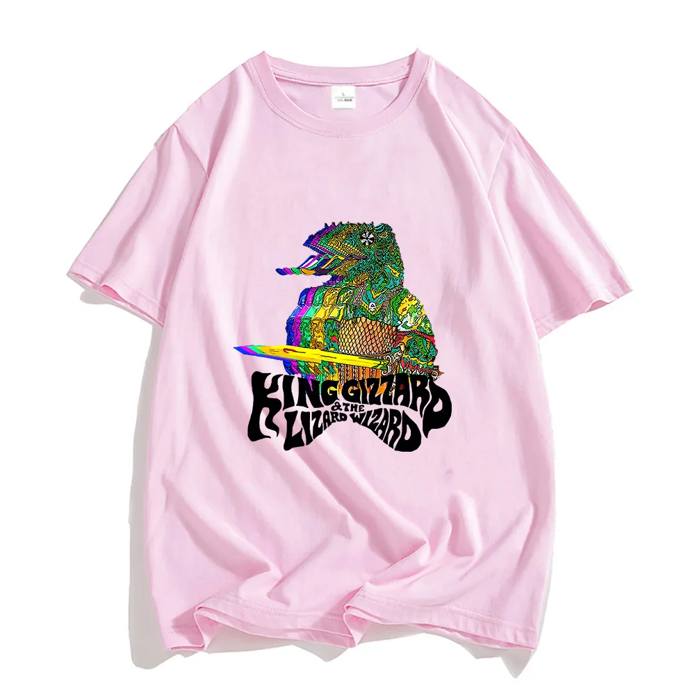 King Gizzard & The Lizard Wizard T-shirts MEN Science Fiction T Shirts 100% Cotton Chameleon Tshirts Four Seasons Slight Strech