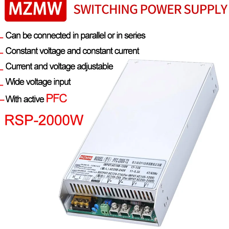 MZMW PFC Switching Power Supply RSP 2000W 24/36/48/60/72/110/220V AC/DC Current&Voltage Adjustable Regulator Transformer SMPS