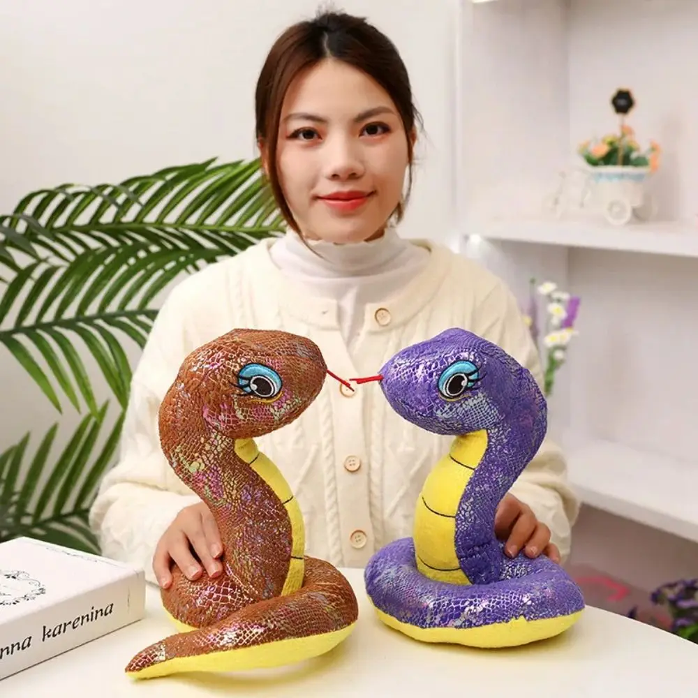 

Sequin Fabric Year Of The Snake Plush Toys Simulated Chinese Snake Year Mascot Doll Soft Stuffed Sequined Snake doll New Years