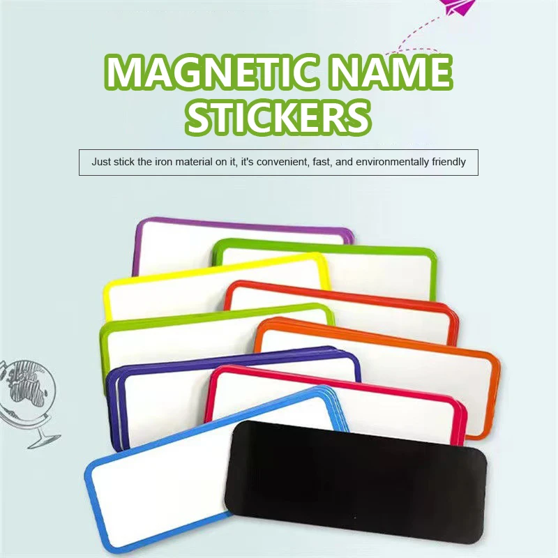 10Pcs Tag Board Erasable Labels Wipe Markers Writable Magnets Dry Erase Refrigerator Message Whiteboard Magnetic Sticker