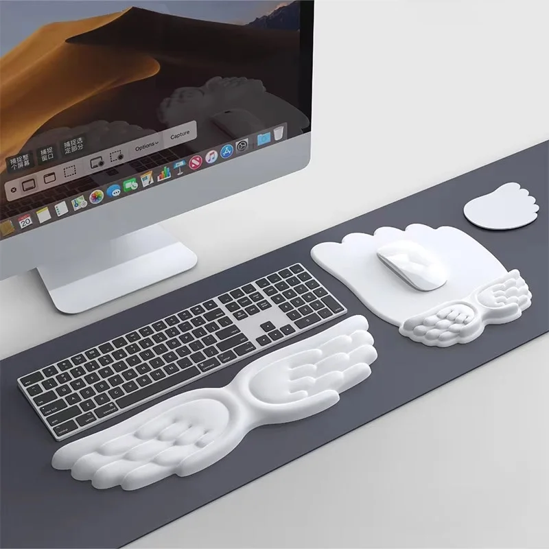 Angel Wings Shaped Keyboard Mouse Pad Memory Foam Superfine 