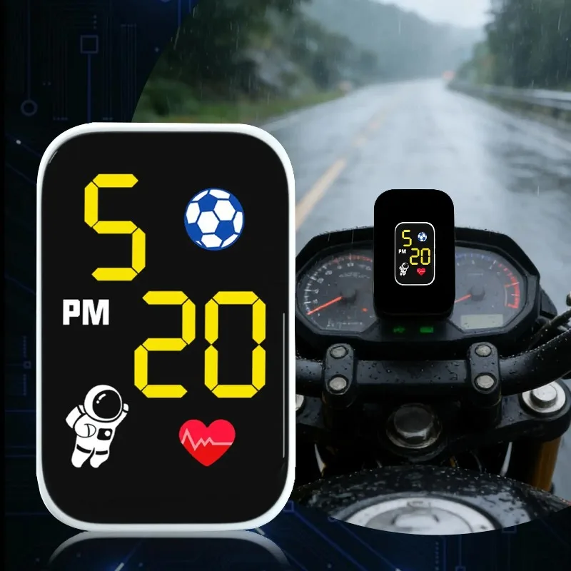 Mini Motorcycle Digital Clock Waterproof LED Dash Mount Watch For Urban Commuting And Daily Motorbike Cycling Use Accessory
