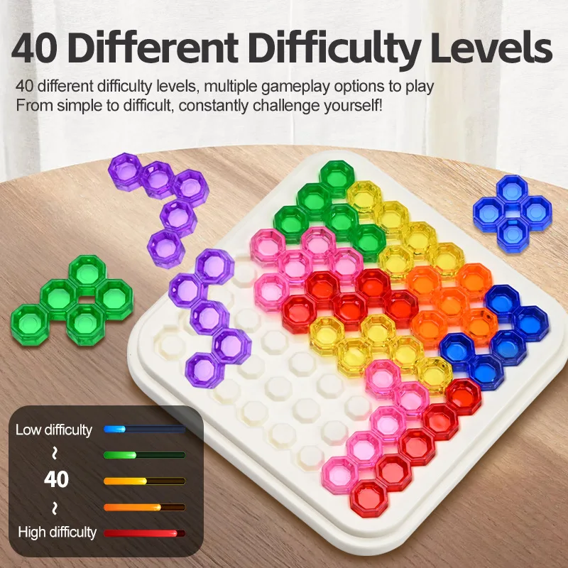 Hexagonal Puzzles IQ Game Educational Toys For Children Kids Adults Tangram Board Logic training Teaser Montessori Toys Gifts