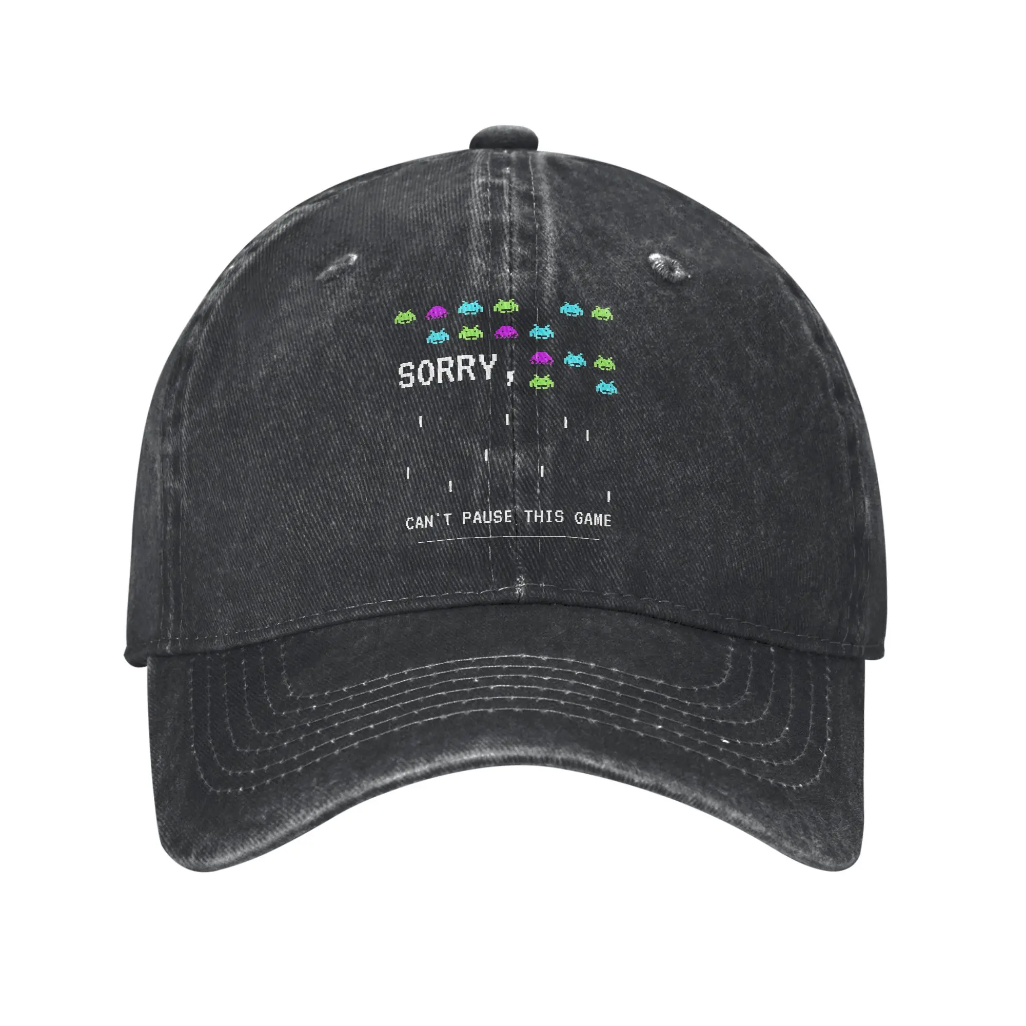 Space Invaders Baseball Cap Fashion Distressed Washed Funny Snapback Hat Unisex Summer Unstructured Soft Hats Cap
