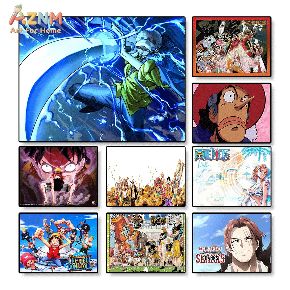 AZNM - Lienzo decorativo de anime de One Piece, diseño de Trafalgar Law, Luffy, Usopp, Shanks, Nami, sin marco, para dormitorio