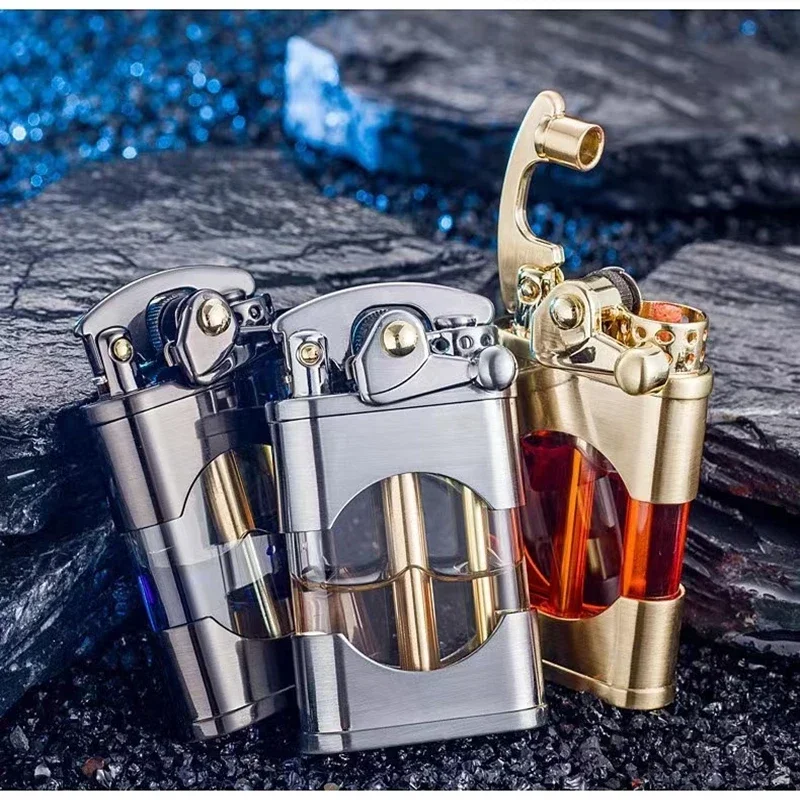 New Zoro ZORRO Personalized Kerosene Lighter Rocker Arm Visible Transparent Oil Bin Kerosene Lighter Brass Lighter Small Tool