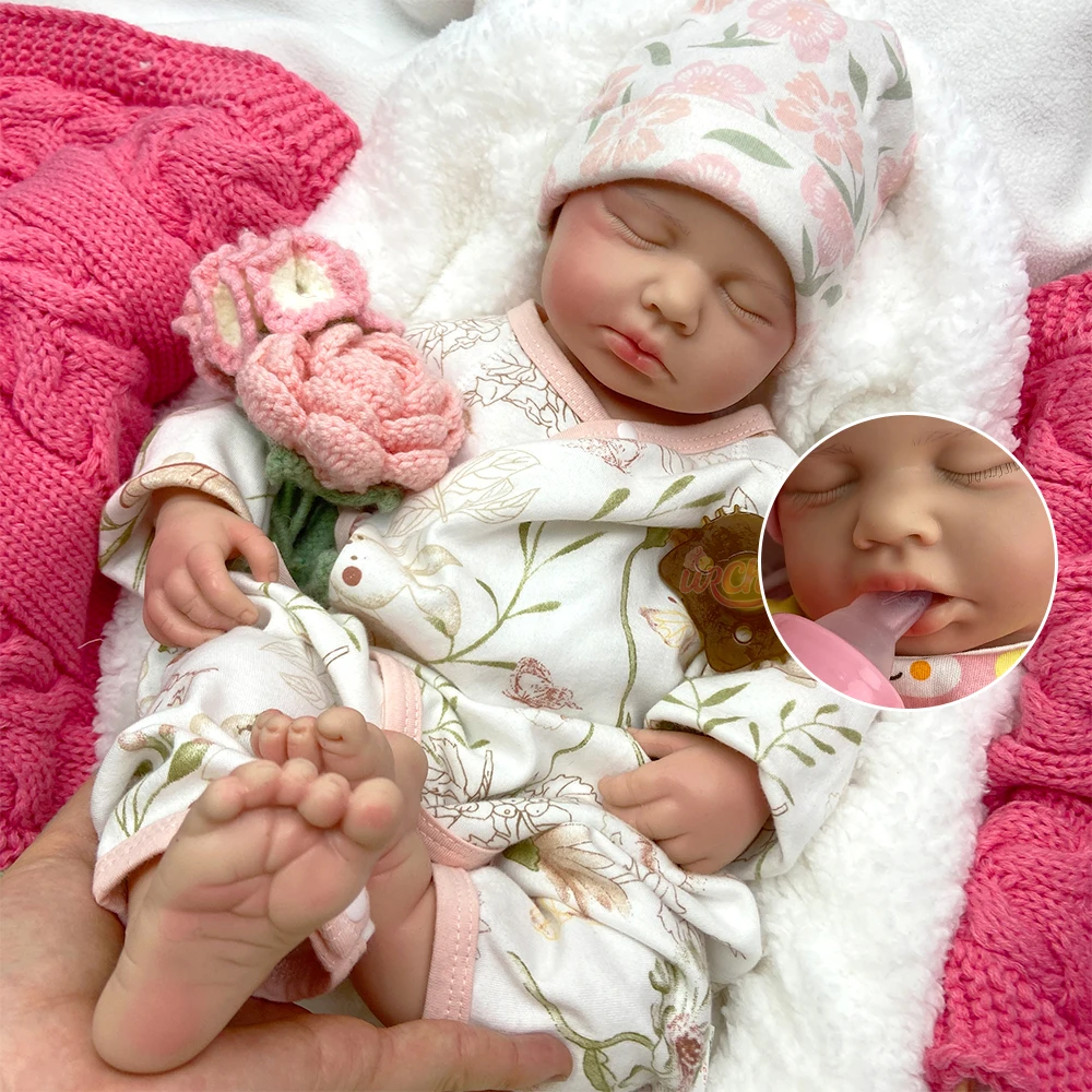 Realistic Full Body Silicone Reborn Baby Open Mouth Girl/Boy Loulou 20 Inch Lifelike Weighted Newborn Doll Comforting Companion