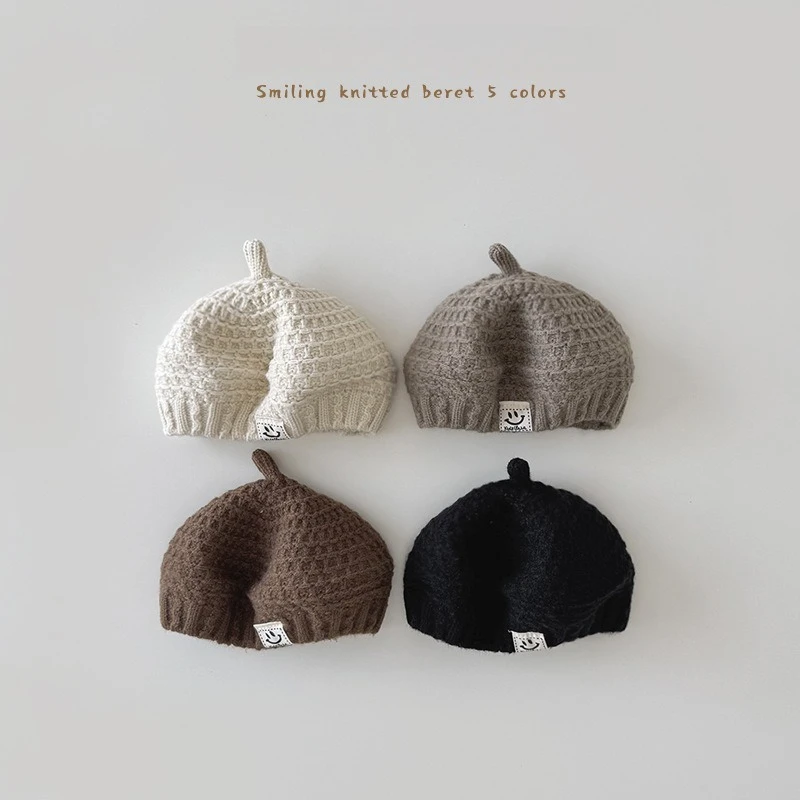 

Детская шапка в корейском стиле, осенне-зимняя модная вязаная детская шерстяная шапка, детский берет, шапка с тыквой