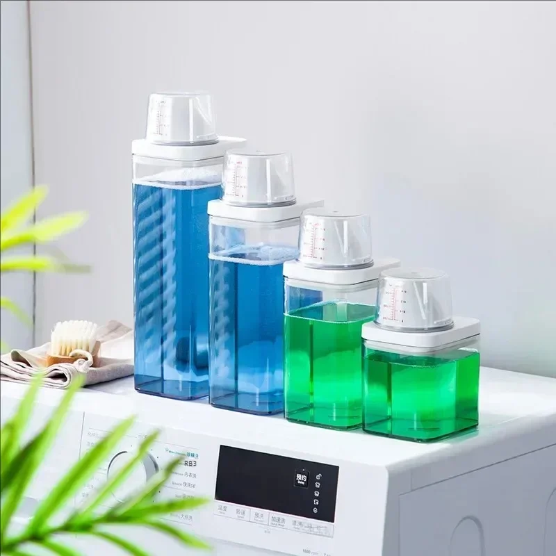 Airtight Laundry Detergent Dispenser Powder Storage Box Clear Washing Powder Liquid Container With Lids Jar