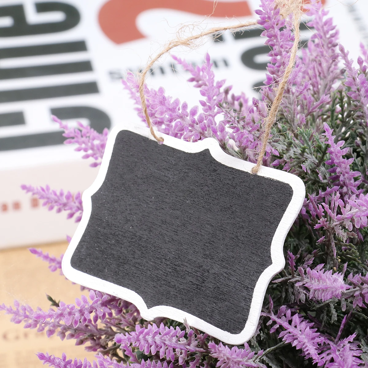 

20 Pcs Small Wooden Blackboard Reusable Chalkboard for Kids Double Sided Rectangle Mini Bamboo Hanging