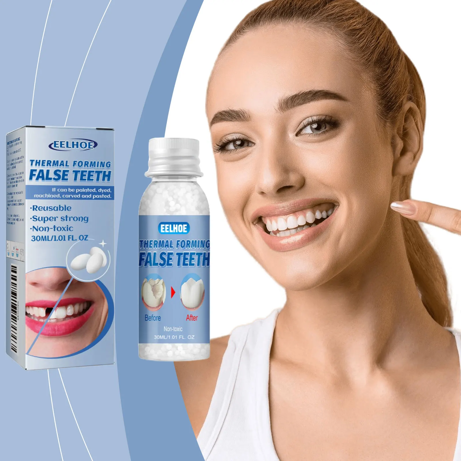 

EELHOE Temporary Tooth Repair Kit for Emergency - Instant Gap Cover Chip Filler Non-permanent Cosmetic Solution Dental Hygiene