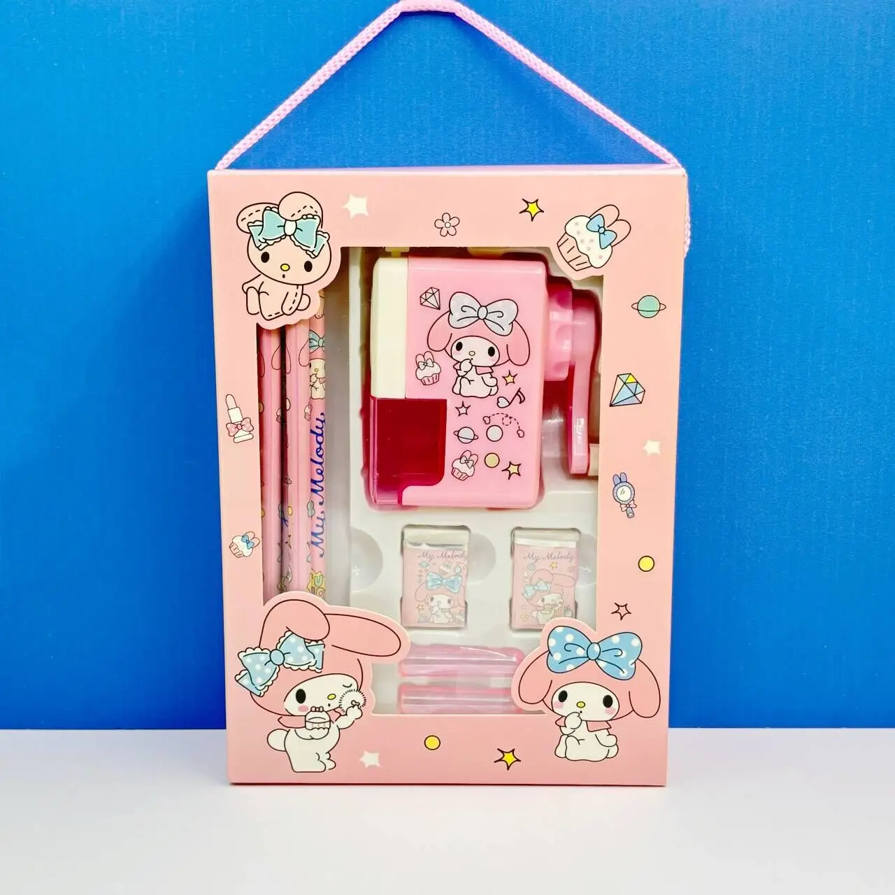 Kuromi Cinnamoroll Stationery Set Gift Box Creative Learning Stationery Hand Shake Pencil Sharpener Eraser Set Birthday Gift Box