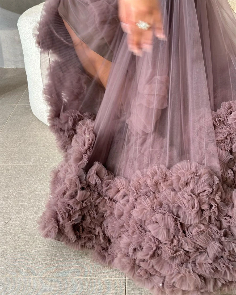 Customized Exquisite Off-the-shoulder Mermaid Celebrity Flowers Fold Chiffon Occasion Evening Gown robes de cocktail