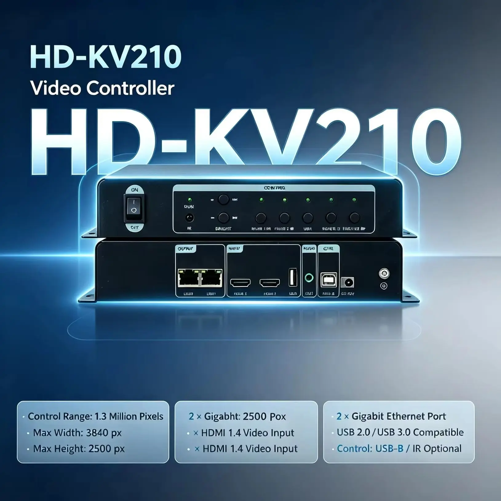 Full Color LED Display Video Processor HD-KV210 3-in-1 Synchronous Controller Max Resolution 1920x1080 for LED Screens