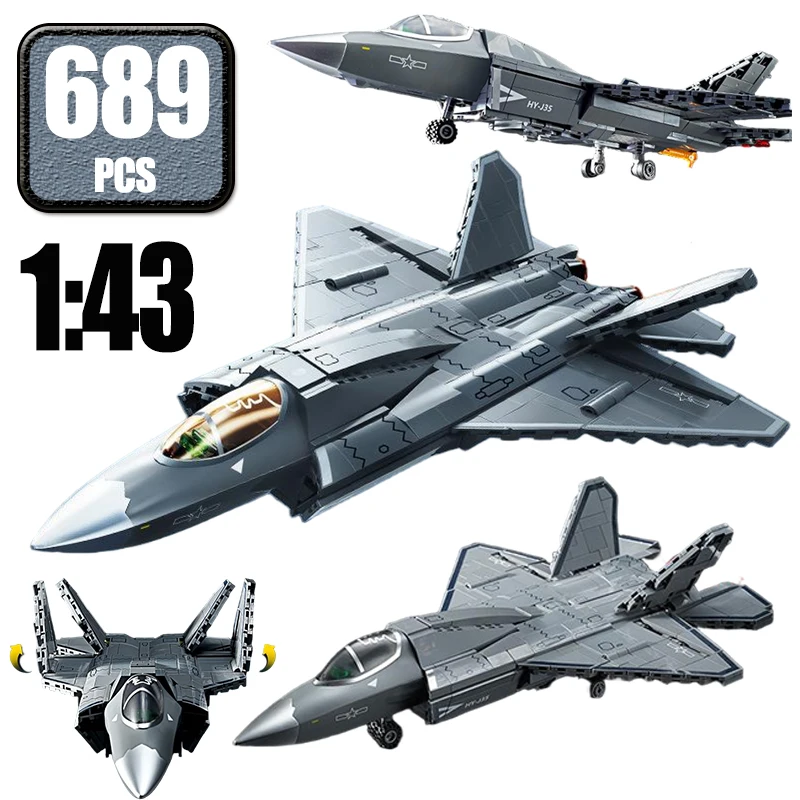 

China Military J-35 Shipborne Version Mock-up Building Block Fighter Plane Model Assembled Toy Large Collection Ornament Gift
