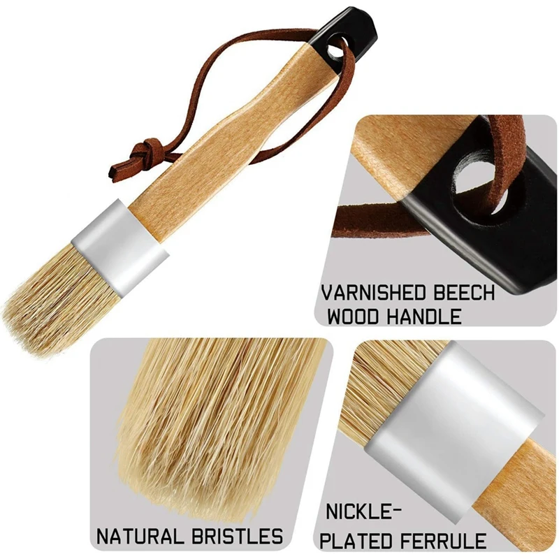 5PCS Chalk Paint Brush For DIY Painting And Waxing Tool Round Wax Brushes For Waxing Furniture,