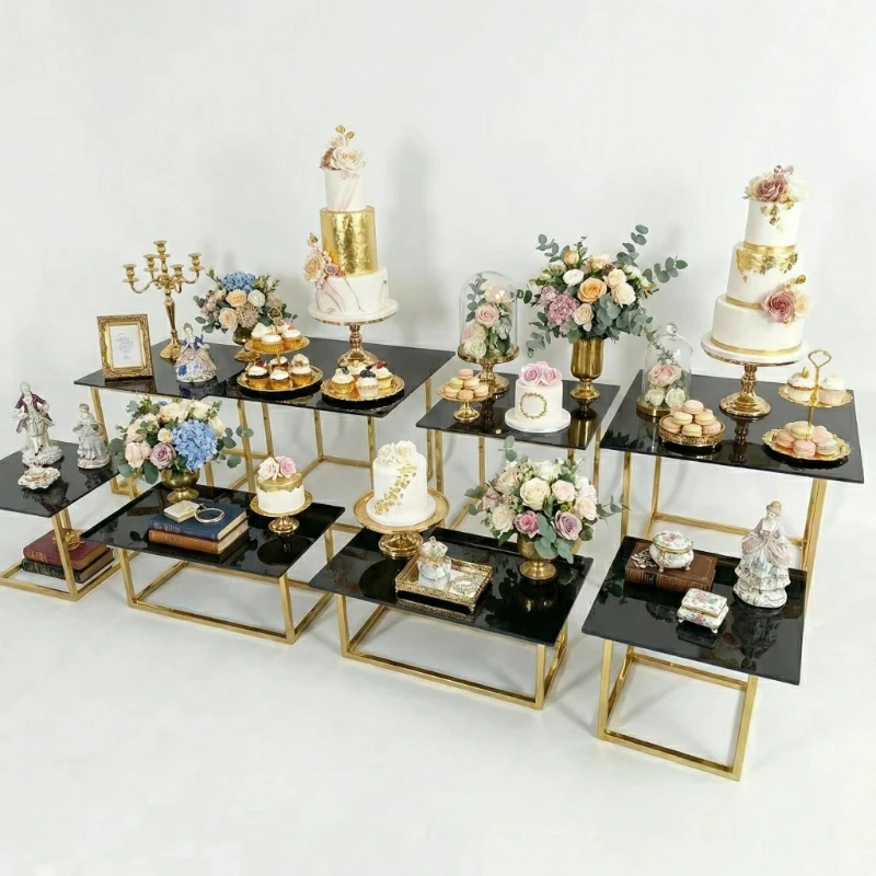 Bandeja de exhibición de 17 piezas para dulces, soporte para buffet, plato para postres y barra de dulces, ideal para la hora del té, bodas, cumpleaños, escenarios, cafeterías y mesas.