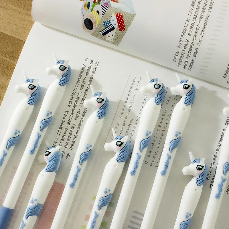 24PCS Soft Glue Cartoon Creative Silicone Water Pen Black 0.5 Mm Modeling Student Stationery Kawaii School Supplies Gel Pens