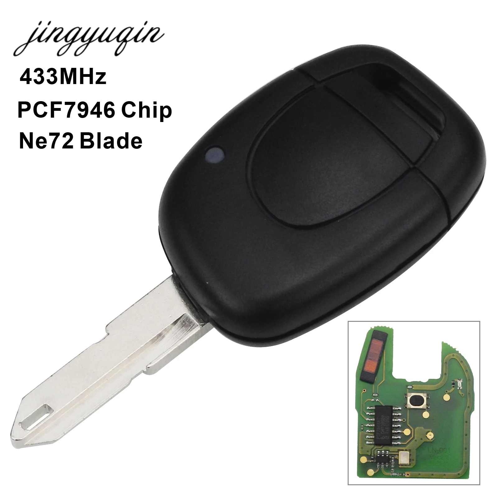 jingyuqin 10pcs Remote Key for Renault for Master Kangoo Clio Twingo Car Alarm Fob 433MHz Chip ID46 PCF7946 Ne73/VAC102 Blade